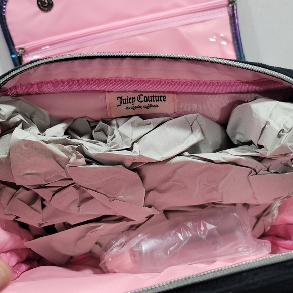 Juicy Couture Black & Rhinestones Logo Cosmetic  Bag, Makeup Case, Toiletry Bag - Picture 7 of 7